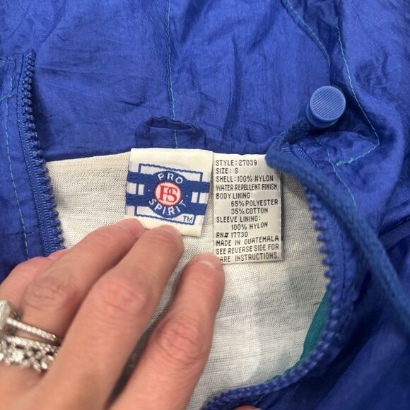 Vtg 90s Pro Spirit Colorblock Windbreaker Jacket S Teal Blue Gorpcore Vaporwave - Picture 2 of 12